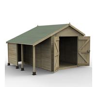 Forest Timberdale Apex Shed with Log Store - Double Door, Windowless - 10ft x 8ft (Installed)