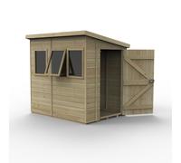 Forest Timberdale Pent Shed - 3 Windows, 7' x 5' Tongue and Groove Green Timber Roof, FGE484
