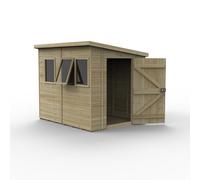 Forest Timberdale Pent Shed - 8' x 6', 3 Windows, Tongue and Groove Construction, Green Timber