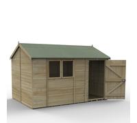 Forest Timberdale Reverse Apex Shed 12' x 8', Premium Pressure Treated Green Timber Tongue & Groove, FGE560