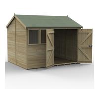 Forest Timberdale Reverse Apex Shed - Double Door 10' x 8' Premium Pressure-Treated Green Timber, FGE555