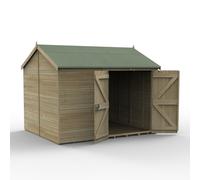 Forest Timberdale Reverse Apex Shed - Double Door, No Windows, 10' x 8', Pressure Treated Timber, Green Tongue and Groove, FGE509