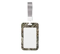 Forest-Tree-Camo-Leaves Abs Vertical Id Badge Holder, Name Badge with Clear Scanning Film