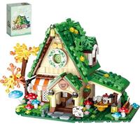 Forest Tree House Building Blocks Set, Forest Coffee House Buidling Kit, Creative Mushroom Architecture Bricks Model Toys, Gift for Girls and Adults