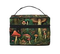 Forest Tree Makeup Bag Fairy Mushroom Cosmetic Bag Travel Toiletry Organizer Pouch for Women Girls Portable Vanity Case