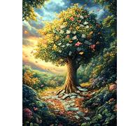 Forest Tree of Life 1000 Pieces Set Classic Jigsaw Puzzle Wild Animals Fantasy Animal Couple Puzzle Partners Mind Relaxation Wall Decor Easter New Year Recycled Cardboard Material 1000 PCS