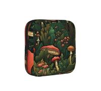 Forest Tree Sanitary Napkin Storage Bag Period Pouch, Discreet Sanitary Towel Holder Fairy Mushroom Portable Feminine Pad Organiser for Women, Teen Girls, Travel & School
