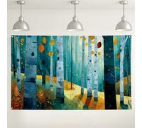 Forest Tree Wall Backdrop, Nature Inspired Colorful Landscape Decorations, Abstract Wildlife Indoor/Outdoor Photography Background for Events, Autumn Themed Seasonal Party Setup 71x43 Inch