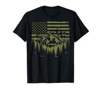Forest Tree Wildlife Nature Outdoor American USA Flag T-Shirt