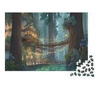 Forest Treehouse 1000 Piece Jigsaw Puzzle Paper Puzzle Game for Adults Wooden Bridge Relaxing Home Decor 52x38cm/1000pcs