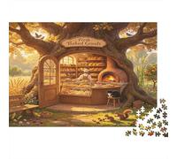 Forest Treehouse Bakery 1000 Piece Jigsaw Puzzle 1000 Pieces Puzzle Game Paper Puzzle for Adults Cozy Countryside Scene Family Relax Gift Home Decoration 52x38cm/1000pcs