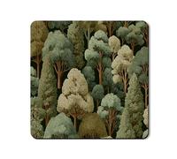 Forest Trees Washer Dryer Top Protector Mat, Vintage Botanical Washing Machine Dust Covers, Nature-Inspired Rubber Anti-slip Waterproof Washer And Dryer Mats for Laundry Room 24x24 Inch