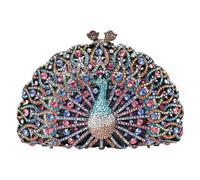 Forest & Twelfth Beaded Peacock Evening Bag, Elegant Clutch Bag Bejeweled with Colored Rhinestones and Crystals, Gorgeous Women’s Shoulder Bag or Crossbody Bag for Wedding, Galas & Special Occasions