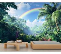 Forest Wall Mural, Tropical 3D Wallpaper, Natural Scenery Mural for Living Room Bedroom TV Background Hotel Bar Decor - 366x254cm