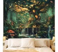 Forest Wall Tapestry for Bedroom, Nature Green Tree of Life Tapestries Wall Hanging, Fairy Tales Magical Landscape Backdrop Tapestry for Living Room Dorm Decor (51"X60")