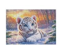Forest White Tiger Cub 300 Piece Jigsaw Puzzle for Adults Teens Bedroom Wall Art Sleep Aid Calming Design Great Gift for Insomnia Sufferers 300 PCS