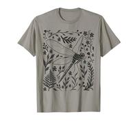 Forest Wild Dragonfly Linocut Nature Lino Print Folk Art T-Shirt