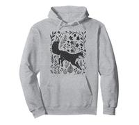 Forest Wild Fox Linocut Nature Lino Print Folk Art Forest Pullover Hoodie