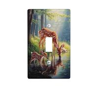 Forest Wildlife Light Switch Cover Plates/Outlet Covers, Brown Deer and Fawn Scene for Nature Lovers, Thermoplastic Wall Plates, Standard Size Single Toggle