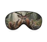 Forest Wildlife Sleep Mask for Women Men, Soft Eye Mask with Adjustable Strap for Sleeping, Light Blocking Travel Blindfold for Nap Comfortable Eye Cover for Home Office
