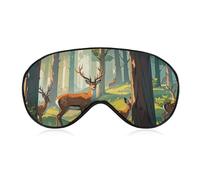 Forest Wildlife Sleep Mask with Adjustable Strap, Breathable Sleep Masks for Women Men, Soft Eye Mask for Side Sleepers, Travel, Office Nap, Airplane & Blocking Light