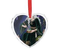 Forest Witch Heart Ornament Xmas Tree Decoration - Elegant Valentine's Day Ornaments, Crystal Glass Heart Shaped Christmas Ornaments for Tree, Home & Gift Giving