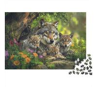 Forest Wolf Family 1000 Piece Jigsaw Puzzle Paper Brain Training for Adults Eco Paper Wolves Home Puzzle Wall Decor 38x26cm/1000pcs