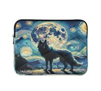 Forest Wolf Moon Black Women's Work Bags, 16 Inch Laptop Bag Shockproof Protective Computer Carrying Cover, 15.6 Inch Teacher Bags