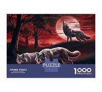 Forest Wolf Night Scene 1000 Piece Jigsaw Puzzle Paper for Adults Wild Landscape Jigsaw Puzzle Game Relaxation Gift Home Decor Family Focus 52x38cm/1000pcs