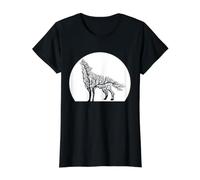 Forest Wolf Silhouette Tree Branch Nature Wildlife Art Value Graphic T-Shirt, Women, Black, S