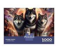 Forest Wolves 1000 Piece Jigsaw Puzzle Paper for Adults Magic Night Scene Puzzle Game for Family Relaxation Home Decor Gift 70x50cm/1000pcs