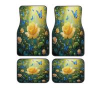 Forest Yellow Rose Butterfly Car Floor Mats Set of 4