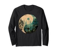 Forest Yin Yang Symbol Zen Balance Misty Trees Long Sleeve T-Shirt