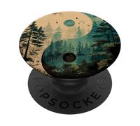 Forest Yin Yang Symbol Zen Balance Misty Trees PopSockets Adhesive PopGrip