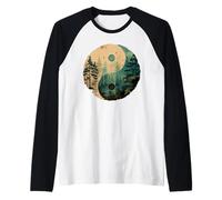 Forest Yin Yang Symbol Zen Balance Misty Trees Raglan Baseball Tee