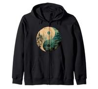 Forest Yin Yang Symbol Zen Balance Misty Trees Zip Hoodie