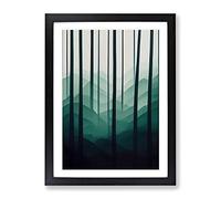 Forest Zen Abstract Framed Print | A3 Black Framed Wall Art | Ready to Hang | Abstract Landscape Picture | Living Room Bedroom Lounge Office