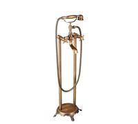forestalk Antique Brass Bathtub Shower Faucet Set Brass Hand Shower Dual Knobs Mixer Tap Swivel Mixer Floor Standing Shower Faucet