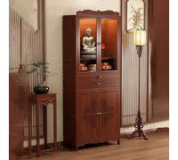 forestalk Buddha Altar Cabinet Solid Bamboo Prayer Table with Storage Door Step Design for Meditation Worship and Feng Shui Home Decor 20.4 Inch