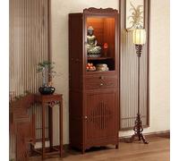 forestalk Buddha Altar Cabinet Solid Bamboo Prayer Table with Storage Door Step Design for Meditation Worship and Feng Shui Home Decor 20.4 Inch