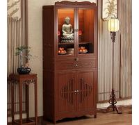 forestalk Buddha Altar Cabinet Solid Bamboo Prayer Table with Storage Door Step Design for Meditation Worship and Feng Shui Home Decor 20.4 Inch