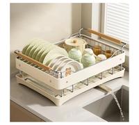 forestalk Dish Drainer Rack with Drip Tray - Multifunctional Sink Organizer and Space-Saving Rust-Proof Metal Kitchen Drying Rack with 360° Swivel Spout