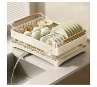 forestalk Dish Drainer Rack with Drip Tray - Multifunctional Sink Organizer and Space-Saving Rust-Proof Metal Kitchen Drying Rack with 360° Swivel Spout