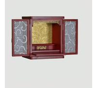 forestalk Meditation Altar Table with LED Lighting, Niche and Stand for Buddha Statues, Ideal for Home Worship and Spiritual Practice, Walnut Finish