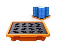 forestalk Modular Spill Platform with Drain - Disassembly Proof Spill Proof Oil Drum Pallet - Plastic Sealed Pallet for Factory Stacking of Drums