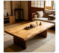 forestalk Natural Solid Wood Japanese Floor Table, Low Tatami Coffee Desk With Rounded Edges & Sturdy Legs, Multi Use Living Room Dining or Meditation Spot, Easy Assembly, 140 x 60 x 35 Cm