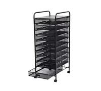 forestalk Rolling File Cabinet Utility Cart With 10 Drawers, High Capacity Storage Art Craft Organizer On Wheels, Metal Mesh Tool Box For Office/Home(Size:29x38x91cm/11.4x15x36in,Color:Black)