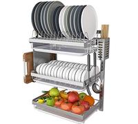 forestalk Stainless Steel Wall Mounted Dish Drying Rack with Drain Tray - Space-Saving Kitchen Organizer for Efficient Drying and Storage, Rust-Resistant, Easy Installation