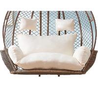 forestalk Thicken Hanging Chair Cushion Replacement Egg Chair Cushions Double, 2 Seater Wicker Rattan Swing Cushion For Outdoor Garden, Waterproof Hanging Hammock Chair Cushion(Color:White)
