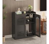 forestalk WiFi Router Storage Cabinet - Floor Standing Hidden Box with Shelves, Power Strip, and Cable Management